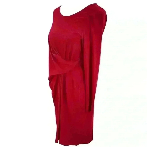 J. Jill Wearever Collection Red Solid Stretch Faux Wrap Dress Size SP Career - Picture 2 of 10